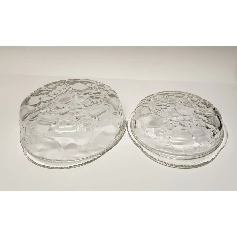 Libbey Orchard Fruit Clear Glass 3Qt Round Casserole Baking Dish & Pie Plate Lid